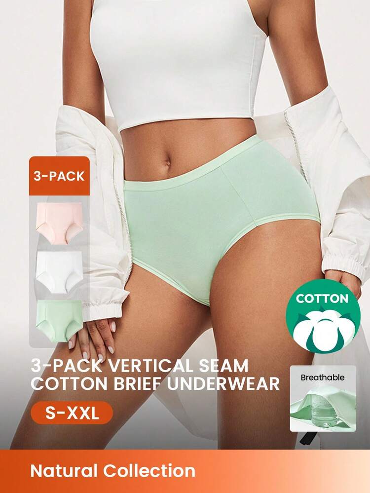 paquete de 3 bragas básicas de algodón ligero de talle alto para mujer. También adecuado para adolescentes, jóvenes y niñas.