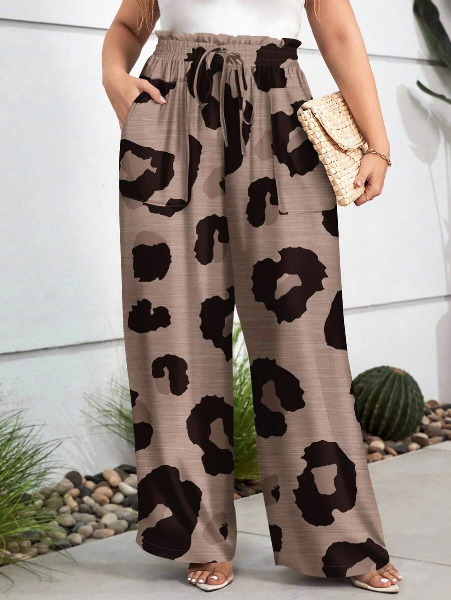 SHEIN LUNE 大码休闲豹纹裤，适合夏季度假