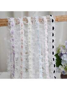 优质 1 码（36 英寸）缎带，带蕾丝花和珍珠装饰 - 复古饰边，适用于连衣裙、新娘头饰、DIY 工艺品、礼品包装、裙边和服装配饰 - 彩色 - 查看 2