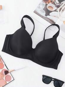 SHEIN 1 chiếc áo ngực liền mạch có lót nhẹ, mềm mại, có thể điều chỉnh cho vòng một lớn, cỡ lớn - màu đen - Xem 8