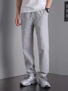 SHEIN Teen Boys' Casual Comfy Plaid Drawstring Jogger Pants, Versatile For Outings And Daily Wear