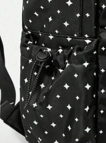 LOONEY TUNES X SHEIN Ladies Casual Commuter Backpack With Cartoon Rabbit And Star Pattern, Fashion, School Backpack - Black - View 6