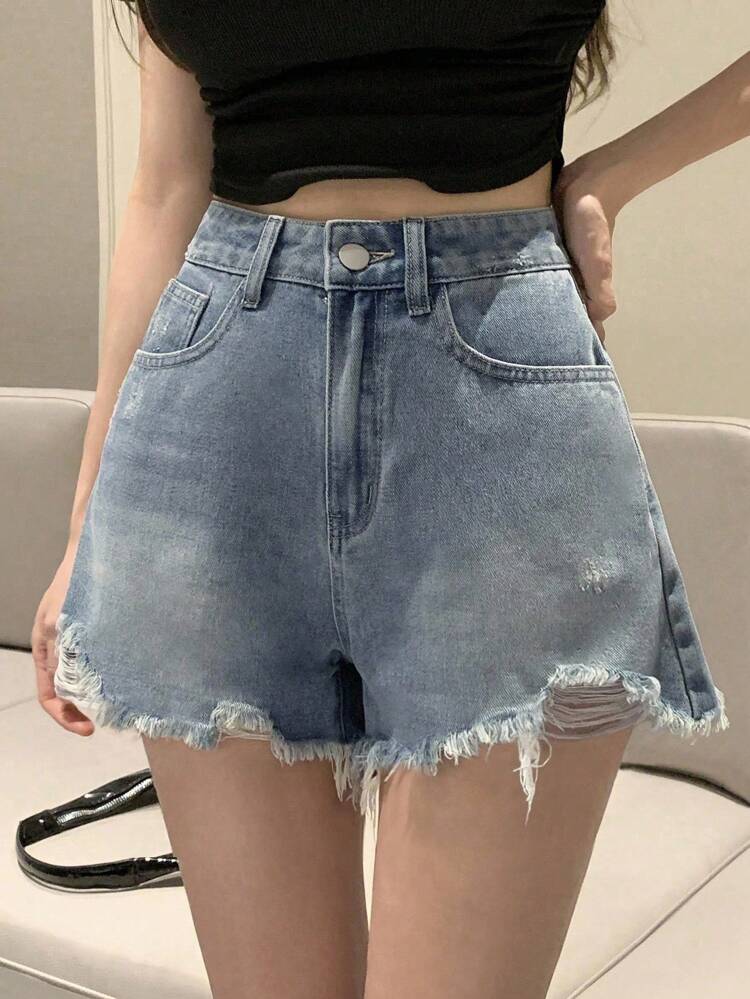 Women'S Frayed Denim Shorts Jorts