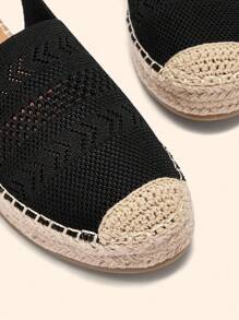 CUCCOO BASICS Women's Round Toe Jute Rope Thick Bottom High Heel Casual Vacation Flat Shoes For Christmas Spring Shoes - Black - View 3