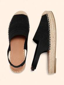 CUCCOO BASICS Women's Round Toe Jute Rope Thick Bottom High Heel Casual Vacation Flat Shoes For Christmas Spring Shoes - Black - View 4