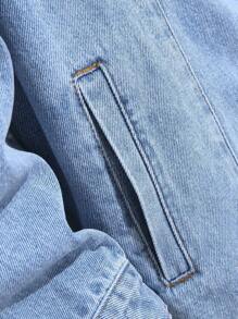 Manfinity Homme Men's Casual Washed Relaxed Denim Jacket, Fall - Light Wash - View 5