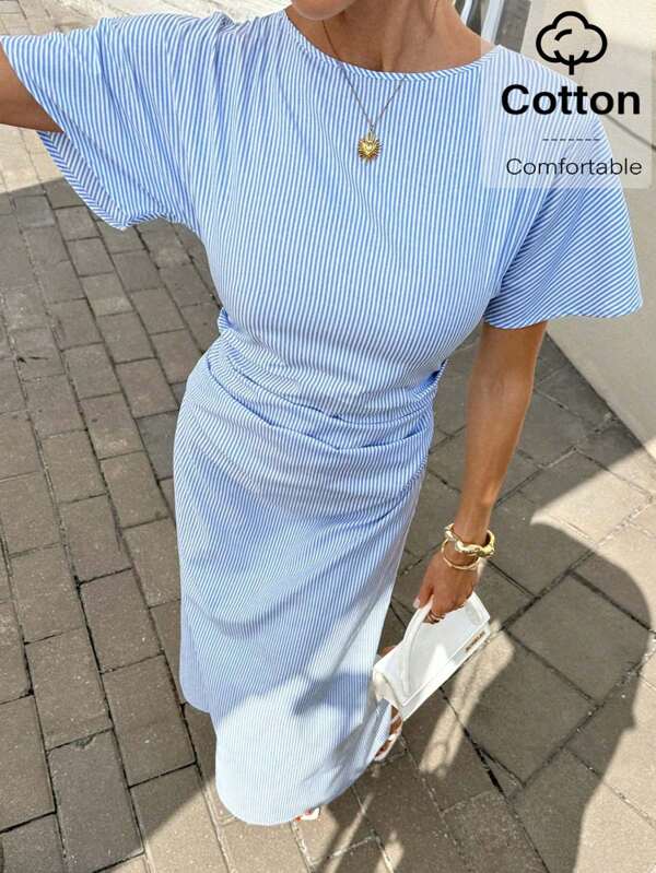 Siren Gaze Long Dresses For Women Women's Summer Striped Blend Casual Dress, Blue And White Stripes, Dress Elegant And Classy, ​​Tie Event Dress Women's Formal Party Dress Women's Party Dress Women's Long Dress Women's Formal Dress Women's Long Dress Women's Formal Dress Women's Summer Dress, Graduation Dress Women's Casual Striped Dress, Summer