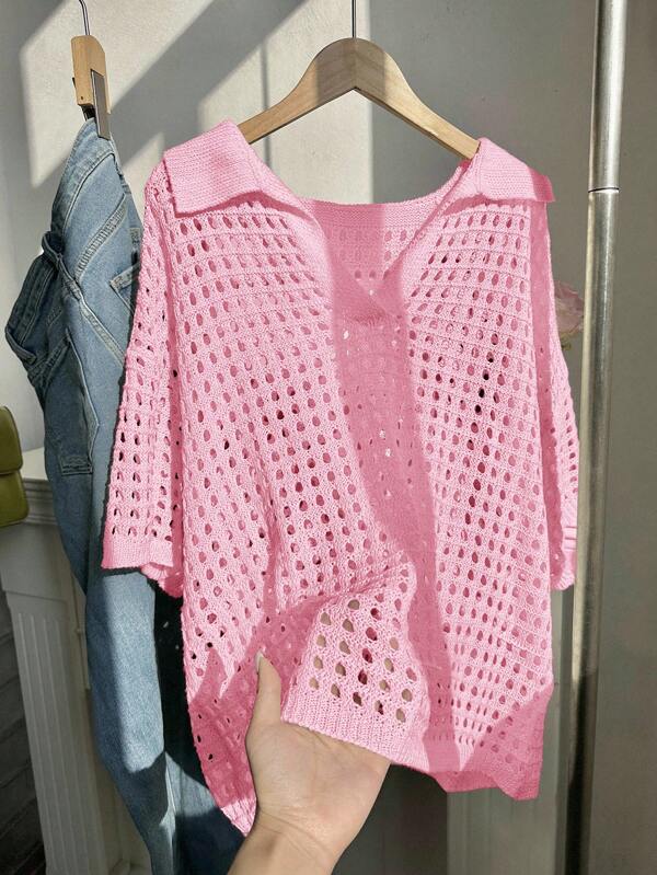 Comfortcana Pull tricoté ample avec épaule dénudée et couleur unie pour femmes grandes tailles