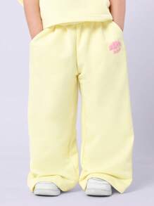 SUMWON 女童夏季套装 Happy Days 阔腿裤套装 幼儿休闲度假装 海滩度假 - 黃色 - 查看 4