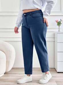 EURMUSE Quần Jeans Co Giãn Lưng Cao Giặt Thường Ngày Size Lớn - Rửa trung bình - Xem 4