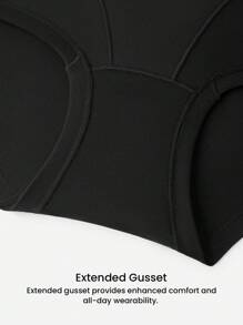 LUVLETTE 加大 2 条装透气棉质高腰平角裤女士收腰收腹基本款内衣内裤套装黑色内裤 - 黑色 - 查看 8