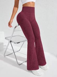Core Rhythm Quần legging thể thao yoga cạp cao không đường may cho nữ - Màu Đỏ Sâu - Xem 7