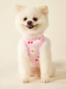 PETSIN 2pc Pet Cat Dog Universal Pink Daisy Cute Print Casual Comfortable Breathable Dog Vest - Multicolor - View 5