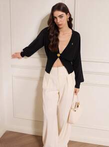 Briarwyn Áo khoác cardigan họa tiết hoa 3D kim loại trơn màu cho nữ Áo khoác cardigan họa tiết hoa 3D kim loại trơn màu cho nữ, Khóa kim loại hình hoa hồng, Áo khoác cardigan len, Thời trang thu đông cho nữ, Phong cách cổ điển cho nữ, Màu đen, Dành cho nữ - màu đen - Xem 8