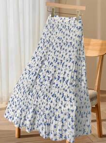 Flirla 大码女式度假碎花百褶休闲裙 - 粉色 - 查看 2