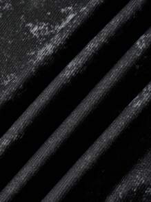 青少年/青少年男孩休闲日常百搭舒适街头风格图案印花宽松连帽套头衫，长袖 - 黑色 - 查看 5