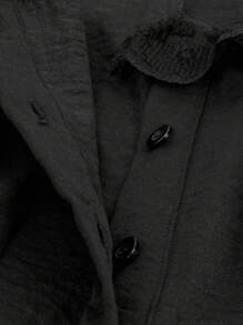 SHEIN LUNE Plus Size Women Spring 2pcs Set: Sleeveless Ruffled Hem Top And Mini Skirt - Black - View 3