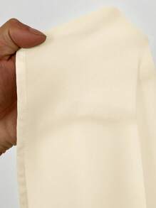 Elenzga 大码女式优雅 V 领纽扣腰带撞色休闲中长连衣裙 - 杏色 - 查看 6