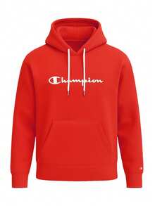 Champion Men's Casual Versatile Simple Pocket Drawstring Hoodie - Red - View 4