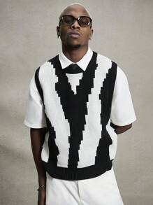 PAVTROS Manfinity Streetrush Men's Sleeveless Color Block Knit Top Back To Shcool