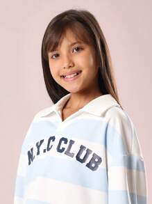 SUMWON Tuta a righe da club di New York, set estivo con polo, moda estiva da college, per vacanze al mare, sportivo, casual, primavera