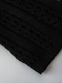 Celisse 女士纯色镂空针织超短款薄款开衫 - 黑色 - 查看 5