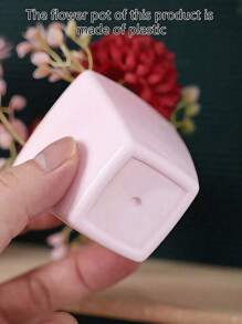 1 件/4 件仿迷你盆栽植物套装 - 塑料绿植装饰，适合现代家居、情人节桌面装饰、派对、情人节、生日毕业礼物 - 紅色 - 查看 10