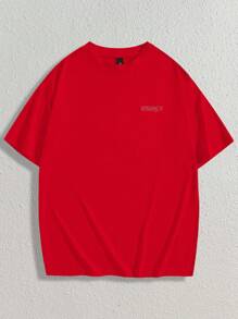 Manfinity RebelGame Men's Casual Loose Hamburger & Letter Graphic T-Shirt, Summer Men Graphic Tees Red Hamburger Graphic Tee Hot Dog Shirt Men Slogan Graphic Tee Food Graphic Tee Men Graphic Tees Red Streetwear Graphic Tee Burger Shirt - Red - View 2