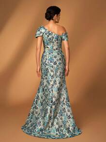 Serin Váy đuôi cá hoa 3D tay áo bằng vải satin Jacquard sang trọng thanh lịch, thích hợp cho tiệc cưới, tiệc độc thân, kỳ nghỉ, vũ hội, dạ hội, váy dạ hội cho mẹ cô dâu - Nhiều màu - Xem 3