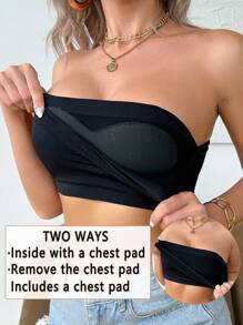 SHEIN 女士浪漫无肩带单肩可拆卸衬垫文胸