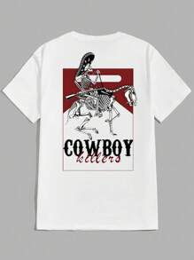 Manfinity Dauomo Men's Simple Print Crew Neck Short Sleeve T-Shirt