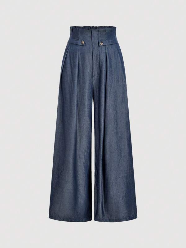 SHEIN MOD Pantalon large vintage années 70 imprimé en jean, parfait pour les vacances, le look campagnard, les vacances à la plage, idéal pour les sorties, les vacances, la tenue western, le style preppy, les déplacements