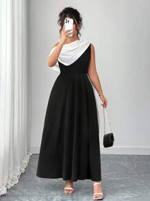 Elenzga Vestido largo elegante y vintage con cintura anudada de gasa, vestido de primavera de lujo, talla grande para mujer