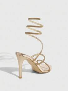 CUCCOO SZL Round Toe High Heel Rhinestone Studded Sexy Ladies' High Heel Sandals - Champagne - View 11