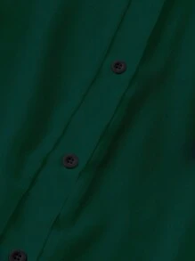 Franclia Camisa de cuello con color liso y transparente - Verde Oscuro - Ver 6
