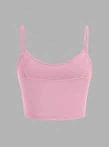 SHEIN EZwear 3 件粉色、橄榄绿、杏色女士修身短款休闲吊带背心，适合夏季 - 彩色 - 查看 9