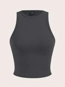 SHEIN Essnce 4 件套休闲纯色百搭女士短款紧身吊带背心，适合夏季