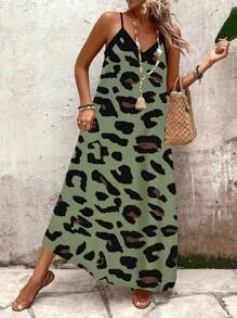 EMERY ROSE Vestido de verano informal sin mangas con estampado de leopardo para tallas grandes - Multicolor - Ver 3