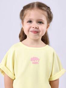 SUMWON 女童夏季套装 Happy Days 阔腿裤套装 幼儿休闲度假装 海滩度假 - 黃色 - 查看 5