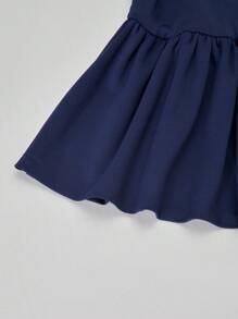 青少年女孩休闲数字印花长袖上衣，适合返校季、春秋季节 - 藍色 - 查看 3