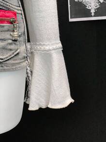 EgrlEra 女式复古风格钩针针织开衫薄款夹克 - 杏色 - 查看 5