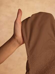 Zivah New Spring And Summer Casual And Elegant Vacation One-Shoulder Chest Knotted Strap Design Back Cropped Top + Wide-Leg Super Trousers White Woven Women's Two Pieces Set-A - Brown - View 8