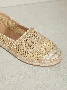 SHUZIA 女士钩编拉菲草草编乐福鞋 - 米色 - 查看 6