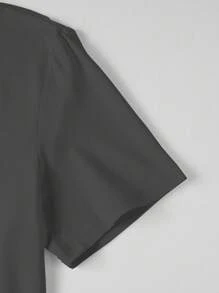 Chillumni 男士夏季字母卡通图案圆领短袖休闲T恤 - 深灰色 - 查看 3