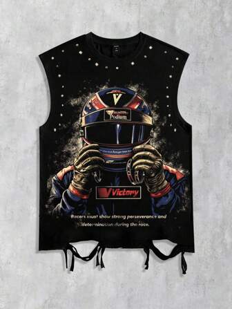 Street Life Camiseta de tirantes con gráfico y cuello redondo con diseño desgastado, de estilo vintage y urbano, para hombres