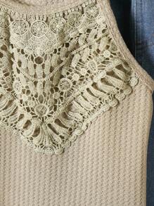 SHEIN Girls' Vacation Beach Countryside Crochet Ruffled Halter Cropped Tank Top, Summer