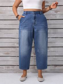 EMERY ROSE 大码女式口袋设计锥形休闲百搭牛仔裤