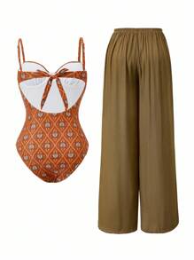 Swim Oasis The White Lotus 女士花卉印花性感连体泳衣，适合度假穿着 - 彩色 - 查看 7