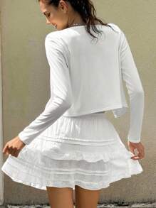 Jouncy Women's Casual Solid Color Lightweight Button-Front Jacket, Versatile Spring Season Fall Winter Cloth For Women - White - View 2