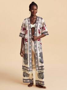 Travachic 女士热带印花罩衫两件套家居服套装 - 彩色 - 查看 2